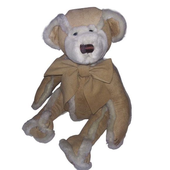 Bath & Body Works Gingerbread Stuffed Suede Tan Bear Christmas Plush Collectible - Picture 1 of 11